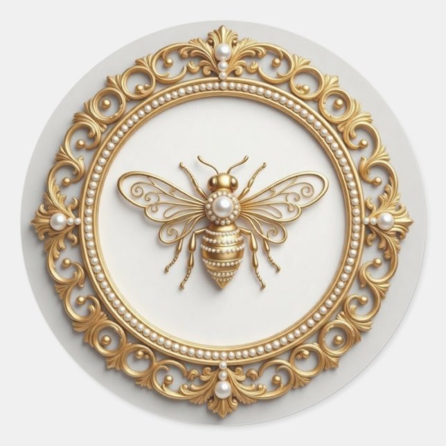 Adesivo Abeja Chique de Ouro e Pérola (Frente)
