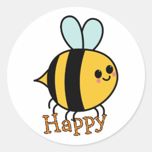 Adesivo Abeja de desenho animado fofa e feliz