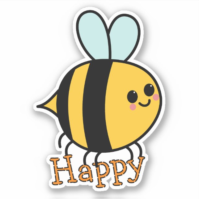 Adesivo Abeja de desenho animado fofa feliz (Frente)