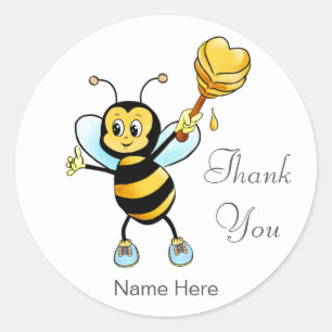 Adesivo Abeja Melífera Fofa com Coração Obrigado