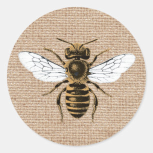 Adesivo Abeja Vintage sobre Arpillera