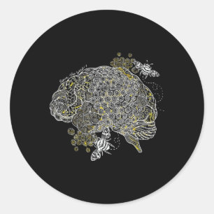 Adesivo Abejas Vintage Cerebro Anatómico Enfermera Neuro M