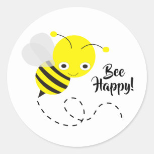 Adesivo Abelha Amarela, Seja Feliz A Dizer