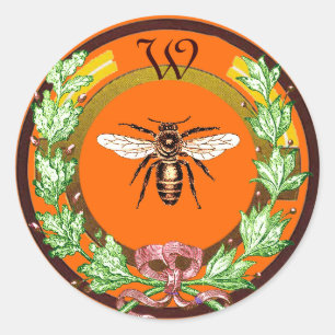 ADESIVO ABELHA DE MEL, FALHA COM FOLHAS DE MACACA MONOGRAM