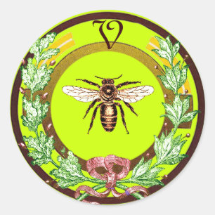 ADESIVO ABELHA DE MEL, FALHA COM FOLHAS DE MACACA MONOGRAM