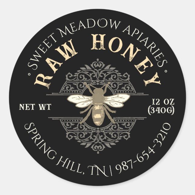 Adesivo Abelha de mel legante em francês Filagree Honey Bl (Frente)