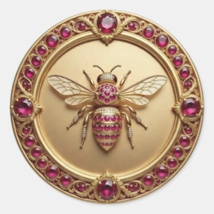 Adesivo Abelha Melífera Cravejada de Ouro e Rubis
