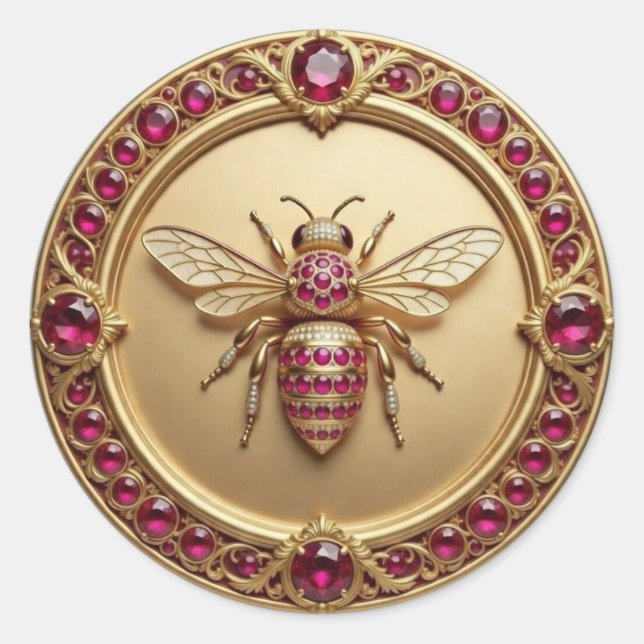 Adesivo Abelha Melífera Cravejada de Ouro e Rubis (Frente)