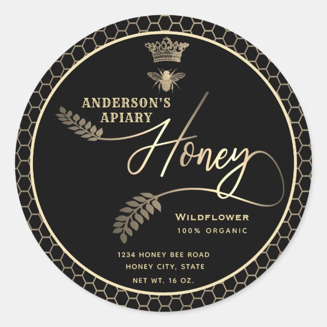 Adesivo Abelha rainha do ramo do mel moderno (Frente)