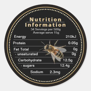 Adesivo Abelha Realista de Informações Nutricionais de M