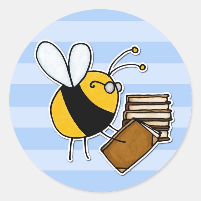 Adesivo abelha trabalhadora - bibliotecária (Frente)