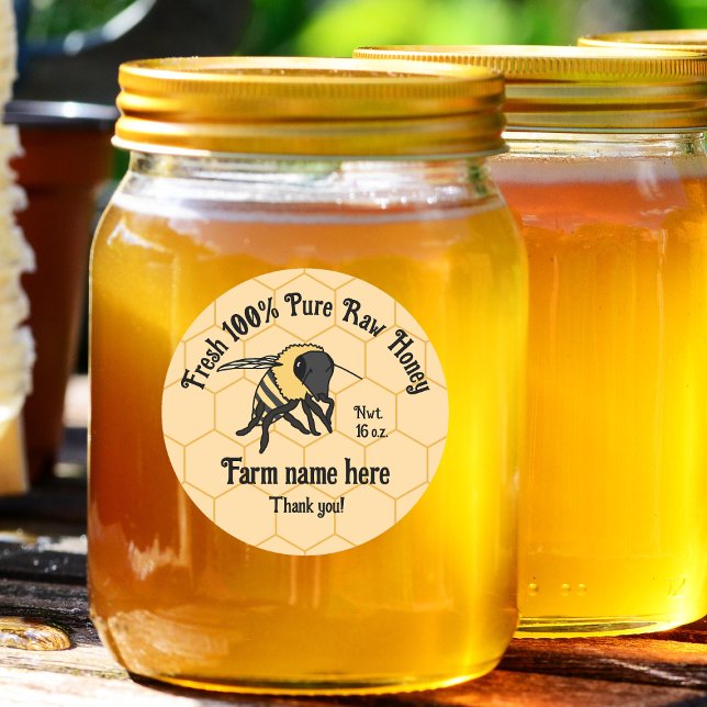 Adesivo Abelhas de Abelhas de Abelhas de Abelhas (honey jar 100% raw honey lables)