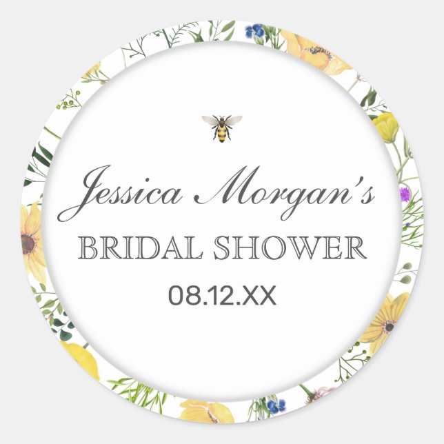 Adesivo Abelhas De Aquarela E Chá de fraldas De Flor Selva (Frente)