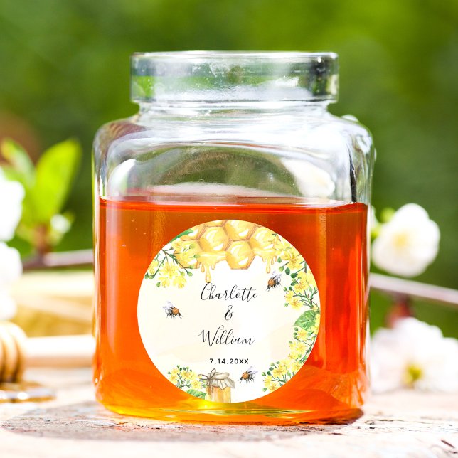 Adesivo Abelhas-de-banho mel amarelo floral casamento (Criador carregado)