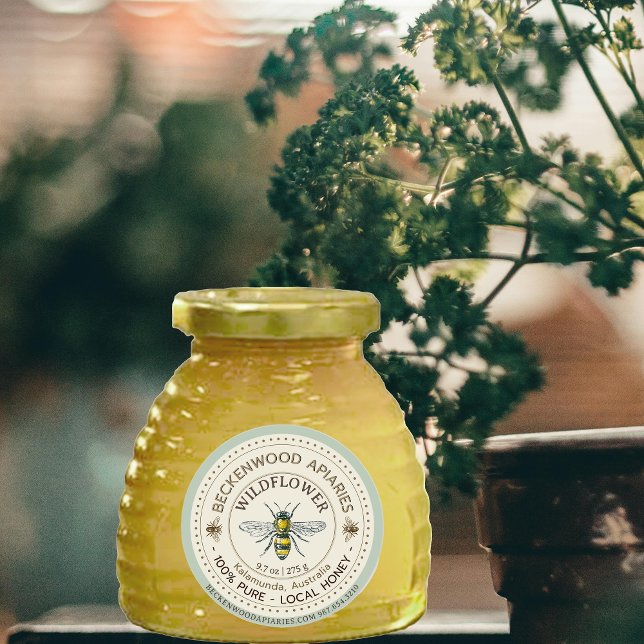 Adesivo Abelhas de mel amarelas Rotulagem de mel Bordo Azu (Criador carregado)