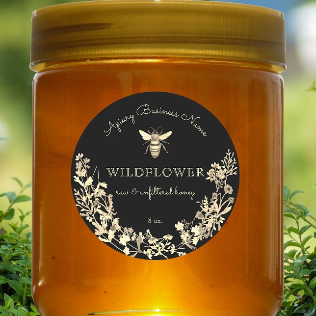 Adesivo Abelhas De Mel De Flor Selvagem Dourada E Preta (Criador carregado)