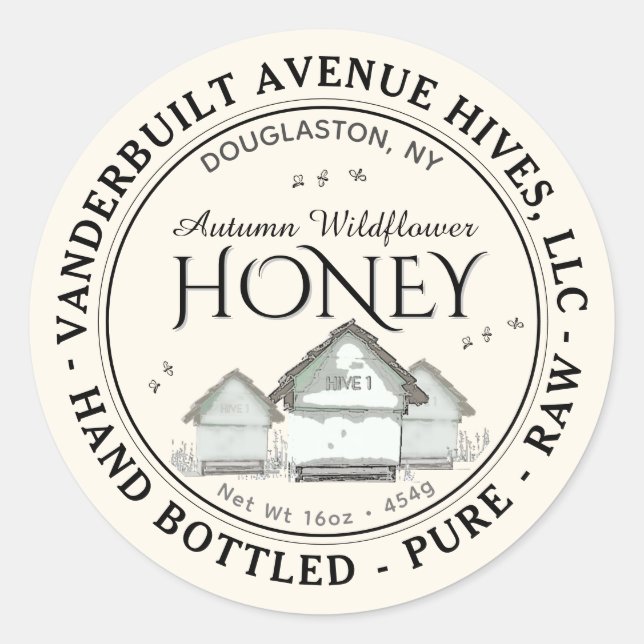 Adesivo Abelhas de Mel de Flor Selvagem em Bruto (Frente)