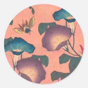 Adesivo Abelhas e Flores - Arte Japonesa Rosa Floral