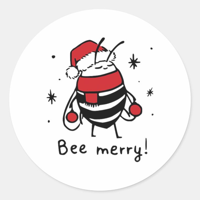 Adesivo Abelhas Felizes Engraçadas Presentes de Natal Alug (Frente)