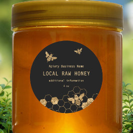 Adesivo Abelhas Negras E Douradas Modernas De Mel Honeycom