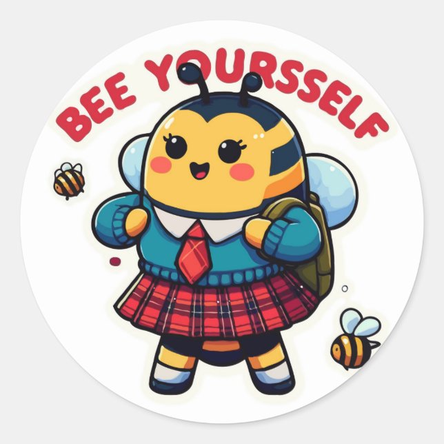 Adesivo Abelhe-Se - Abelha Bonita De Volta Ao Caráter Esco (Frente)