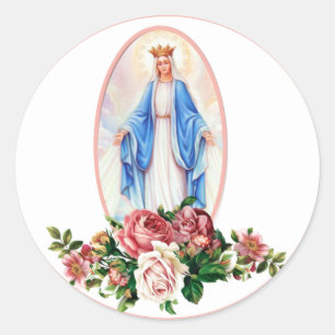 Adesivo Abençoada Virgem Maria Rosas Religiosas Católica