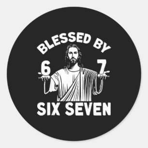 Adesivo Abençoado Por 6 7 Jesus 67 Meme Cristão Seis Sete