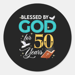 Adesivo Abençoado Por Deus Por 50 Anos De Idade 50 Anivers