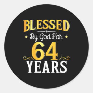 Adesivo Abençoado Por Deus Por 64 Anos 64º Aniversário Hom