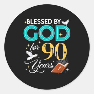Adesivo Abençoado Por Deus Por 90 Anos De Idade 90 Anivers