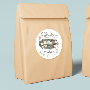 Adesivo Abençoe o Chá de fraldas do Ninho do Pássaro Fl