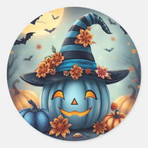 Adesivo Abóbora azul de Halloween Jack-o-lantern