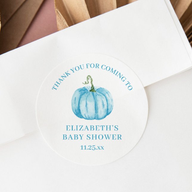 Adesivo Abóbora Azul Obrigado Chá de fraldas (Criador carregado)