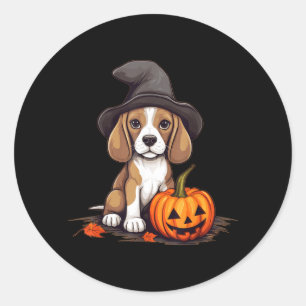 Adesivo Abóbora Cachorro Beagle Chapéu de Bruxa de Hallowe