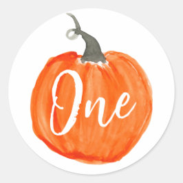 Adesivo Abóbora de aquarela branca no primeiro aniversário