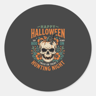 Adesivo Abóbora de Caveira de Halloween Caça Noturna Desig