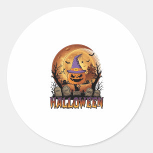 Adesivo Abóbora de Halloween Bruxa Gato Preto Lua Cheia_1