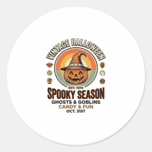 Adesivo Abóbora de Halloween Chapéu de Bruxa Vintage Engra