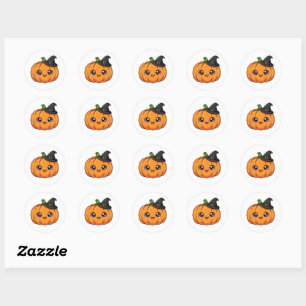 Adesivo Abóbora de Halloween Fofa com Chapéu de Bruxa - Au