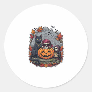 Adesivo Abóbora de Halloween Gato Caveira Ceifador Outono