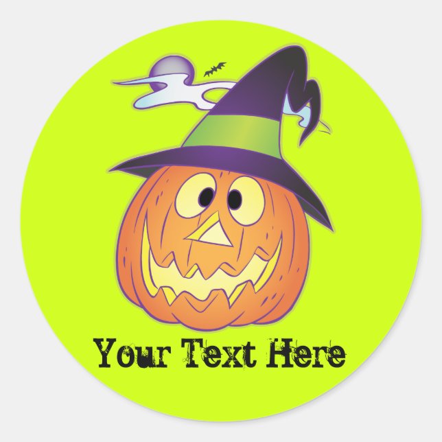 Adesivo Abóbora de Halloween Personalizável (Frente)