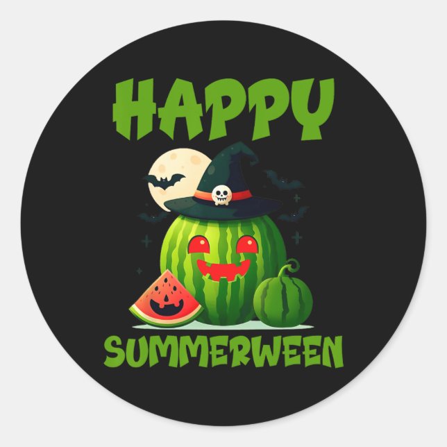 Adesivo Abóbora de melancia de verão feliz Summerween (Frente)