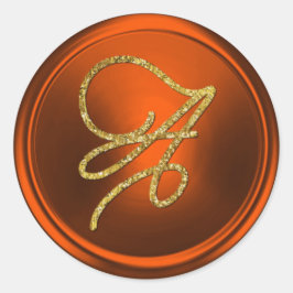Adesivo Abóbora de Monograma em Script Dourado com Todas a