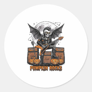 Adesivo Abóbora de Rocha Caveira Gravura Vintage Halloween