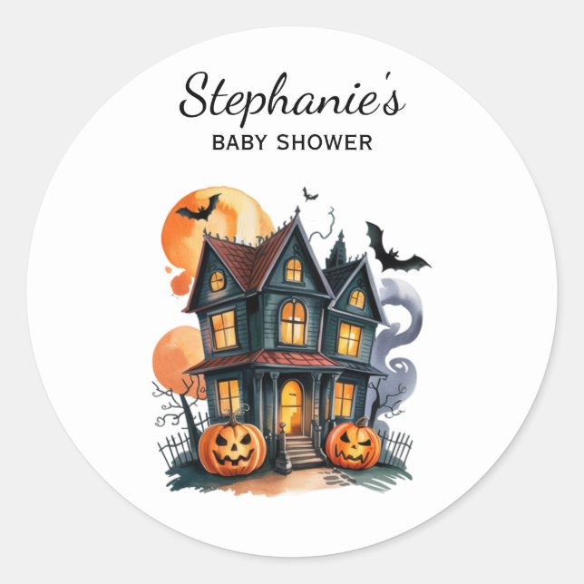 Adesivo Abóbora e chá de fraldas de Halloween (Frente)