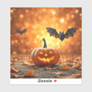 Adesivo Abóbora e morcego de Halloween