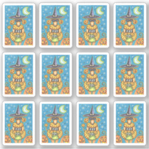 ADESIVO ABÓBORA ENGRAÇADA POODLE DE HALLOWEEN COM ROUPA DE