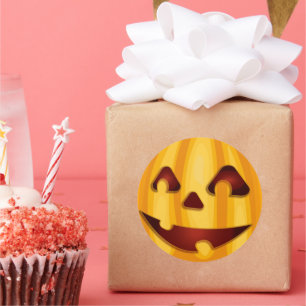 Adesivo Abóbora esculpida sorrindo design de Halloween