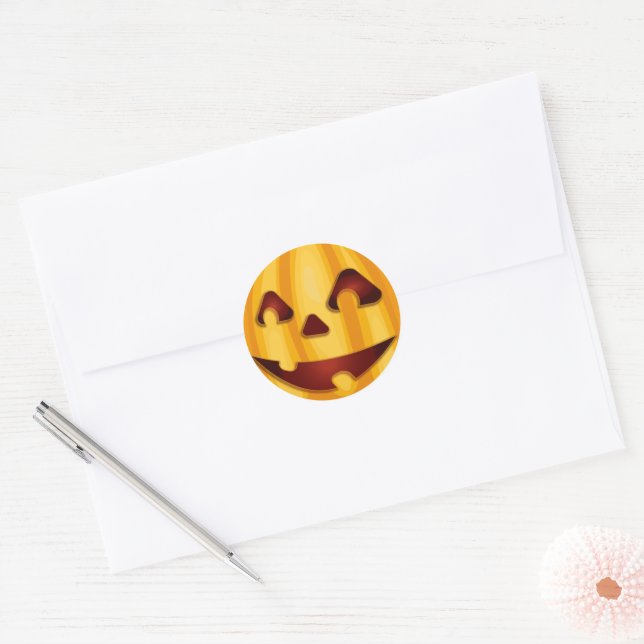 Adesivo Abóbora esculpida sorrindo design de Halloween (Envelope)