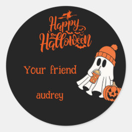 Adesivo Abóbora Fantasma Feliz Halloween Boo Personalizado
